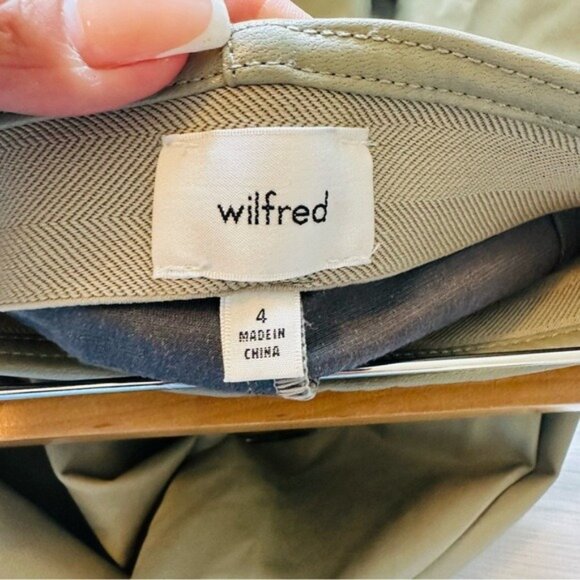 Aritzia Wilfred Roma High-waisted flared Vegan Leather Pant Bitter Sage Sz 4 - Picture 10 of 12